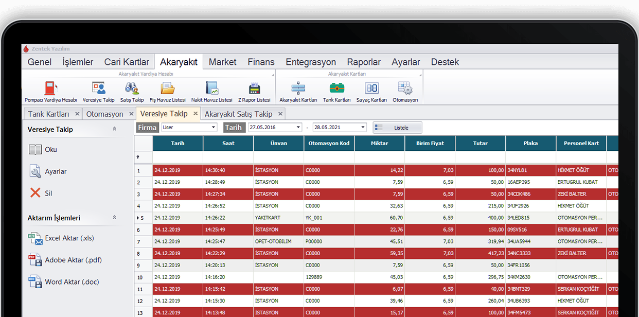 Akaryakıt veresiye takip programı